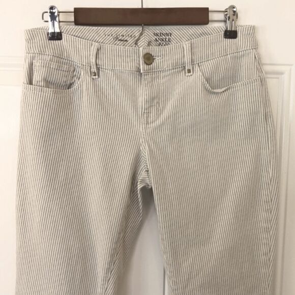 The Limited charcoal gray and white pinstripe 917 skinny ankle pants - Picture 1 of 12